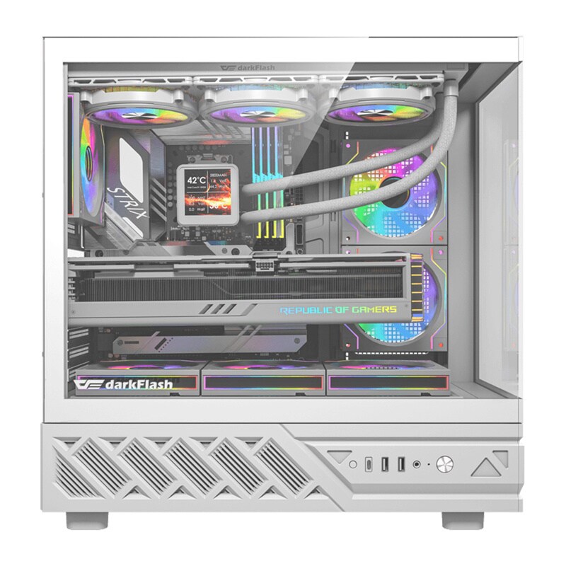 Darkflash DS950V Computer Case with Display + 6 Fans - Chassi - Vit, bild 2