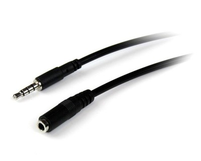 Förlängningsljudkabel stereo 3,5 mm, TRRS 4-pol, mik+hörlur, 2 meter - Svart, bild 3