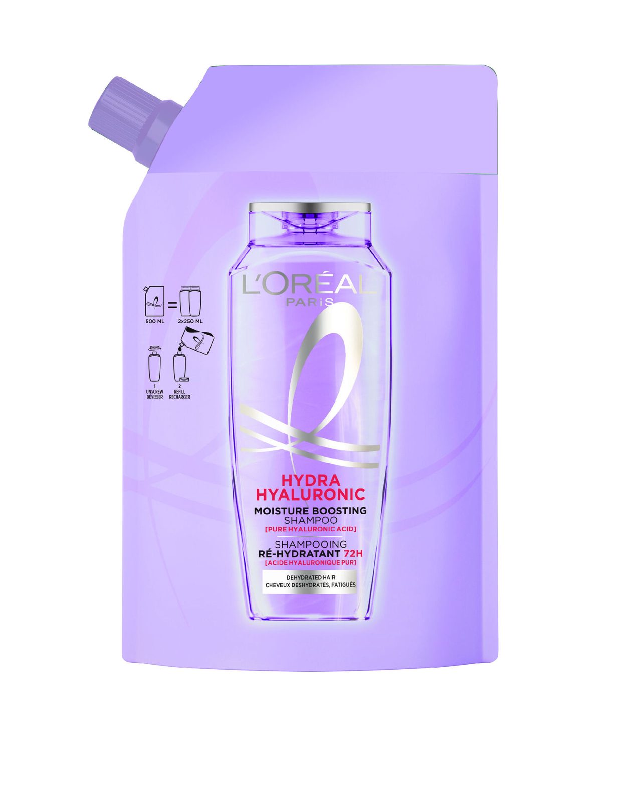 L'Oréal Paris Elvital Hyaluron Plump Shampoo For Dehydrated Hair 500 ml Refill