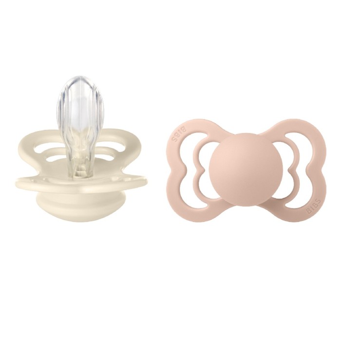 BIBS Pacifier Supreme 2 PACK Silicone Size 2 Ivory/Blush