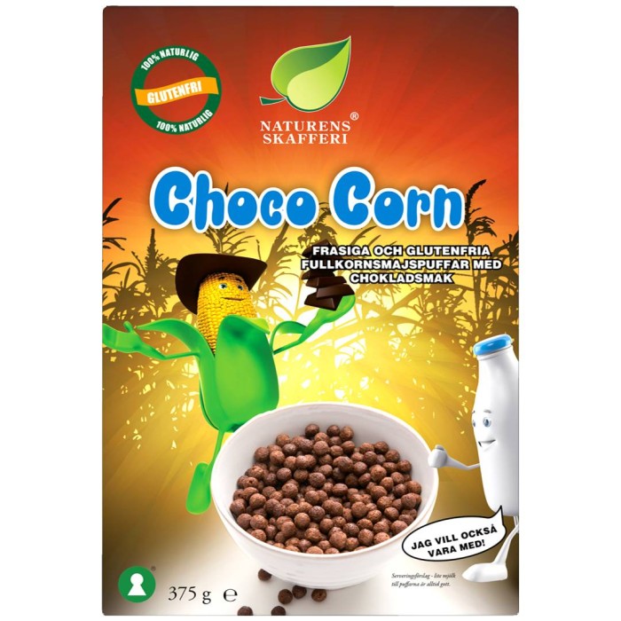 Naturens Skafferi Choco Corn Fullkornsmajspuffar Kakao glutenfria 375 g