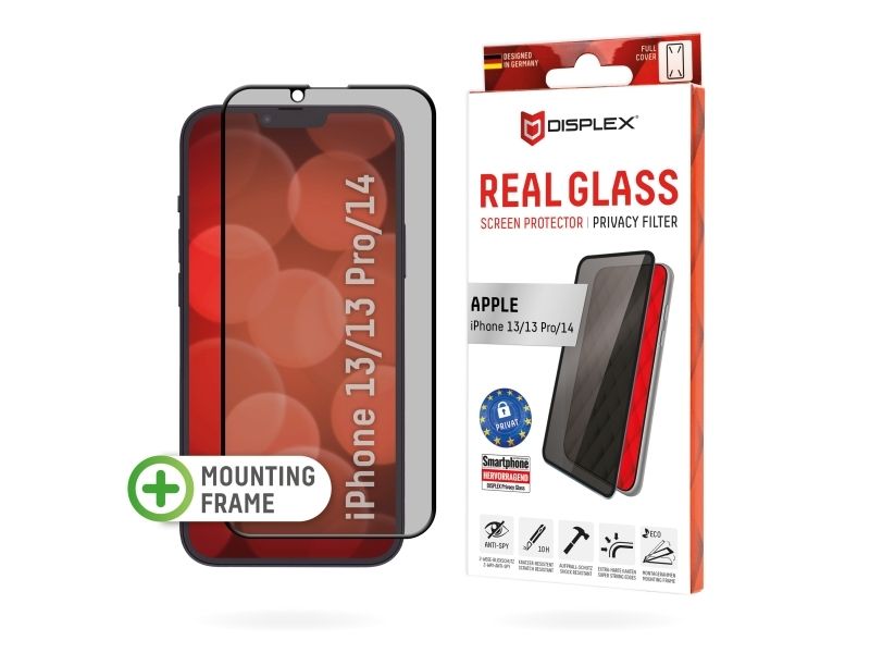 Displex 01706, Apple, iPhone 13/13 Pro/14/16e/17e, Torr applicering, Slagtålig, Reptålig, Dammresistent, Transparent, 1 styck