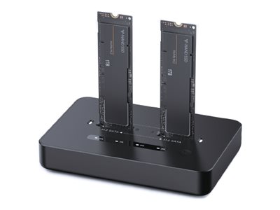 Gembird - SSD-dockningsstation - fack: 2 - M.2 - M.2 Card (PCIe NVMe & SATA) - USB-C 3.2 (Gen 2x2) - svart