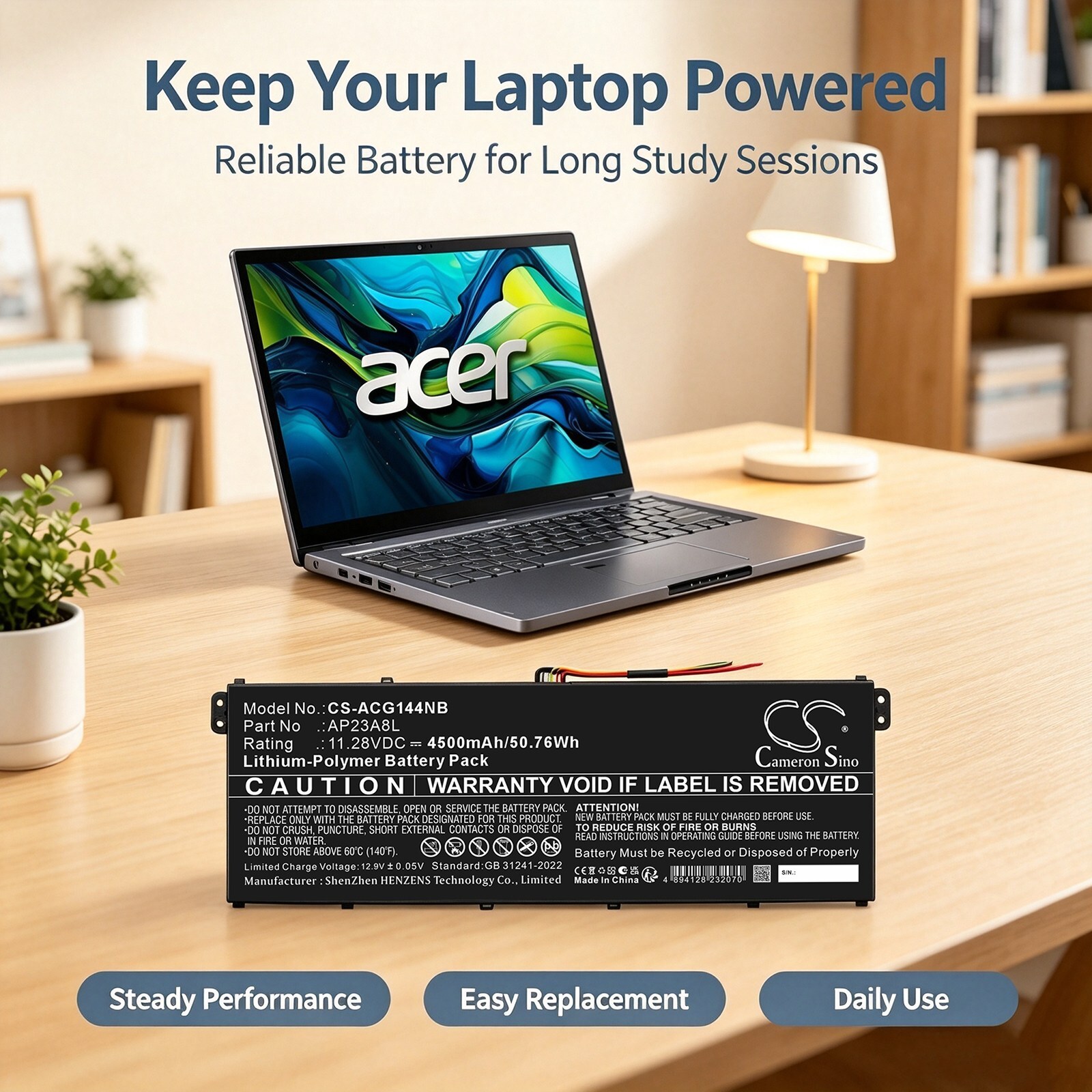 Batteri till Laptop, Bärbar dator för Acer Swift Go 14 SFG14-63-R9V6, PA14-51M m.fl., bild 3