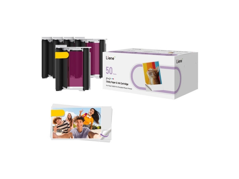 Liene 2x3 fotopapper 50 ark + 5 bläckpatroner 6971398602654