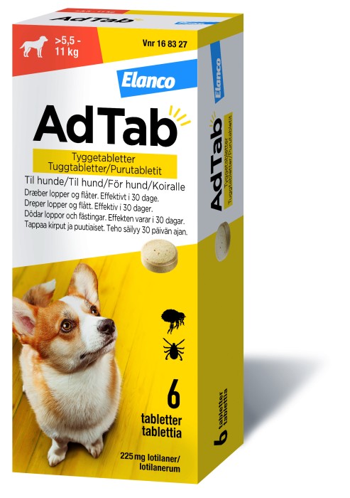 AdTab 225 mg tuggtabletter för hund (>5,5-11 kg) 6 st