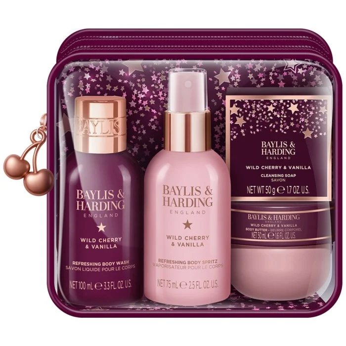 Baylis & Harding Wild Cherry & Vanilla Luxury Travel Wash Bag Gift Set