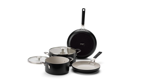 KitchenAid - Coloured Aluminum 6pcs Set: Frypan 24/28cm + Casserole with Lid 20/24cm - Matte Black, bild 3