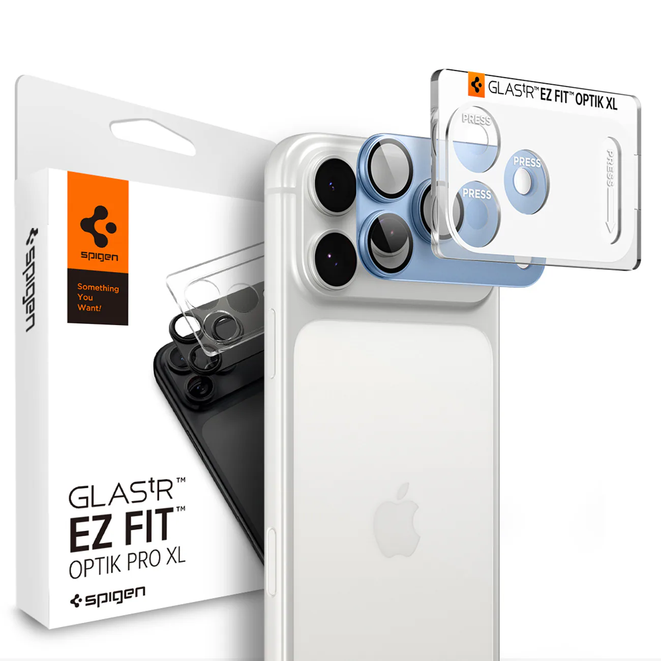 Spigen Optik Pro XL GLAS.TR EZ FIT skärmskydd i härdat glas för iPhone 18 Pro – ljusblått