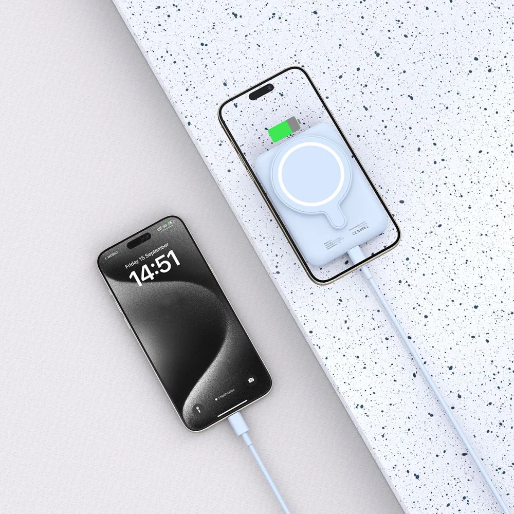 Tech-Protect LifeMag PB10 powerbank 5000mAh MagSafe blå + USB-C kabel, bild 5