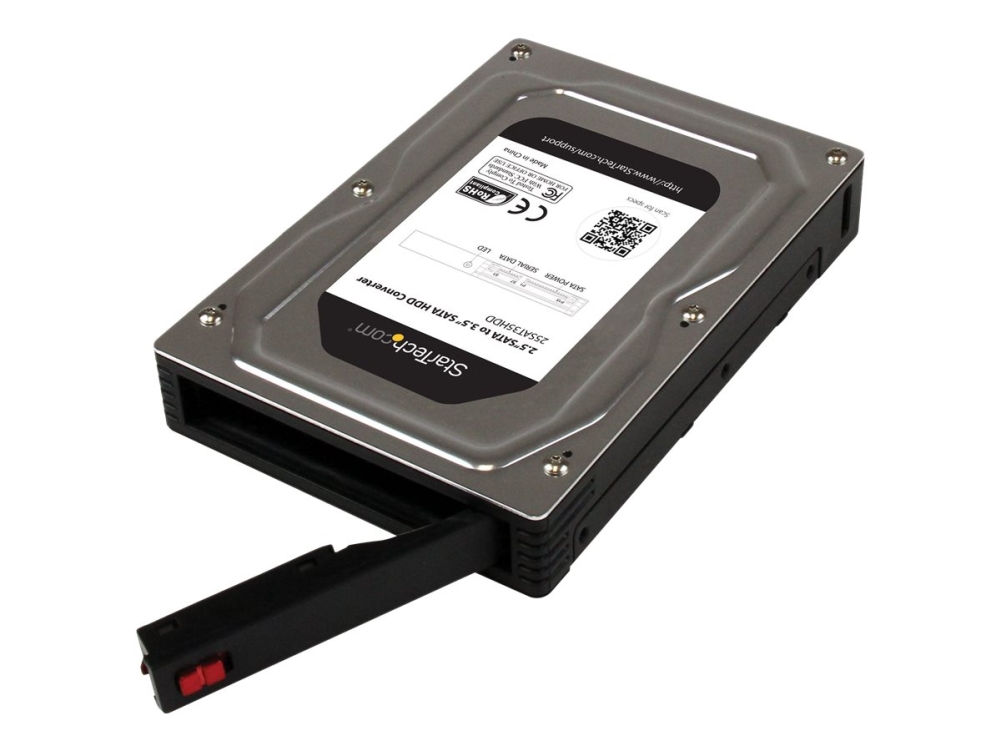 StarTech.com 2,5 till 3,5 SATA-hårddisk-adapterhölje i aluminium med SSD/HDD-höjd på upp till 12,5 mm - Förvaringslåda - 2.5 - SATA 6Gb/s - SATA 6Gb/s - för P/N: S352BU33HR