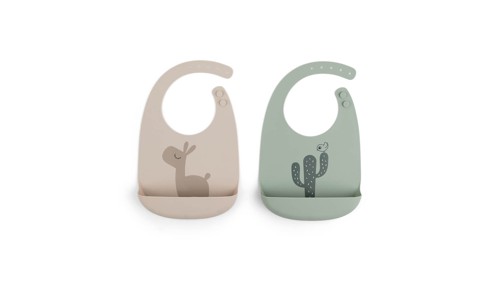 Done by Deer Silicone Bib 2-pack Lalee, Sand/Green, bild 5