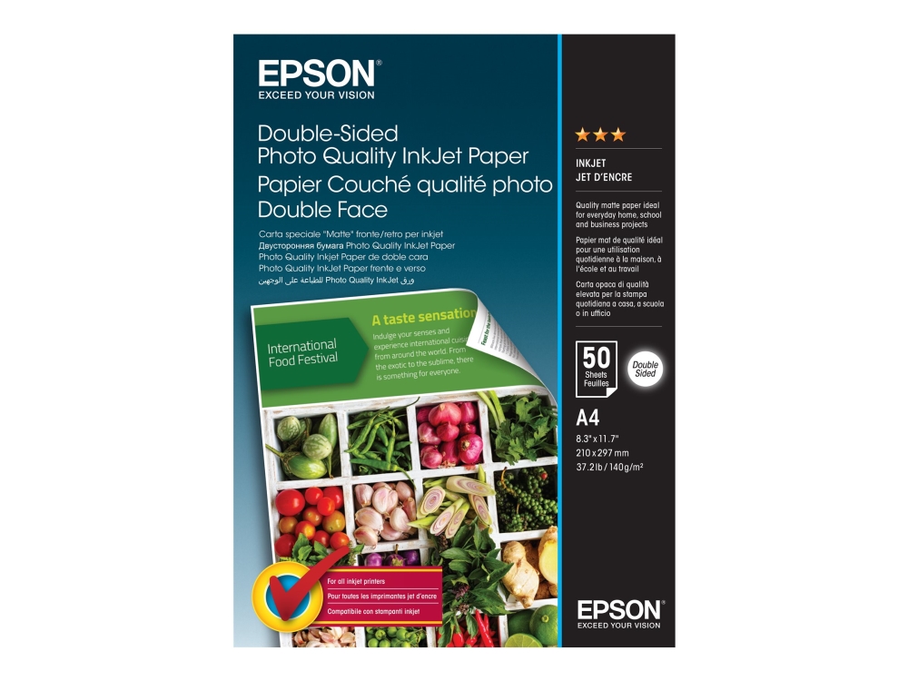 Epson Double-Sided Photo Quality Inkjet Paper A4, 50 ark, 140g/m2