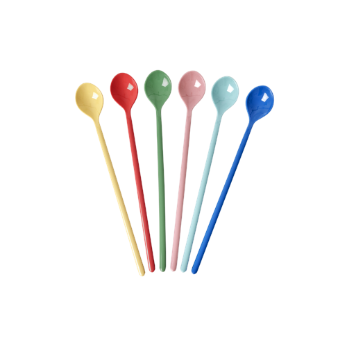 Rice - Melamine Latte Spoons - Assorted Solid Colors - Set of 6