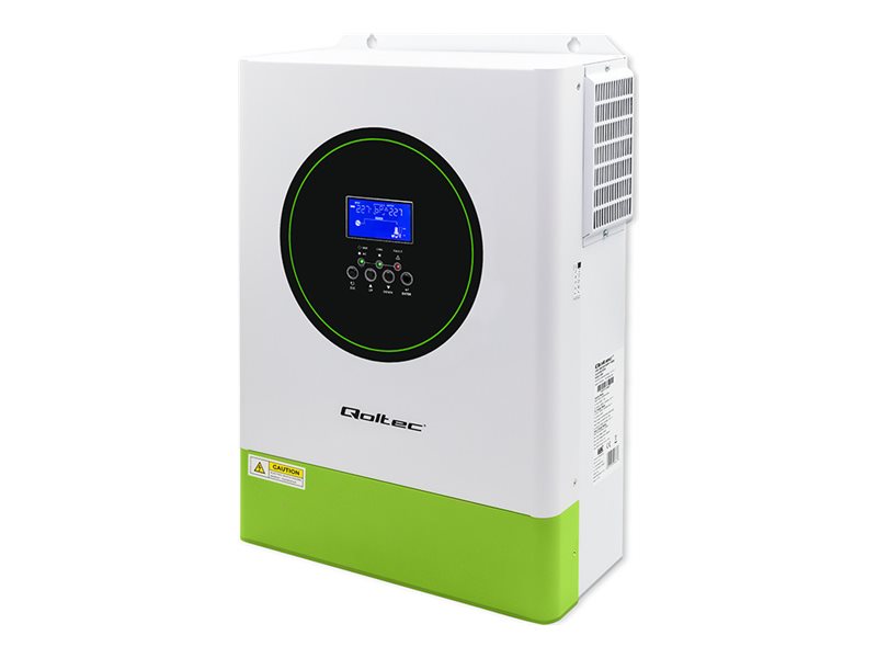 Qoltec - Strömomvandlare - 120A, BMS, LCD, MPPT, sinus - AC 220-230 V - 6200 Watt - 6200 VA - RS-232, RS-485 - vit, grön