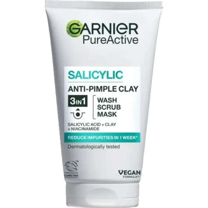 Garnier PureActive Salicylic In1 Anti-Pimple Clay Cleanser For Impure Skin 150 ml