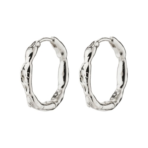 PILGRIM - EDDY Organic Shaped Medium Hoops - Silver-Plated - 18 mm