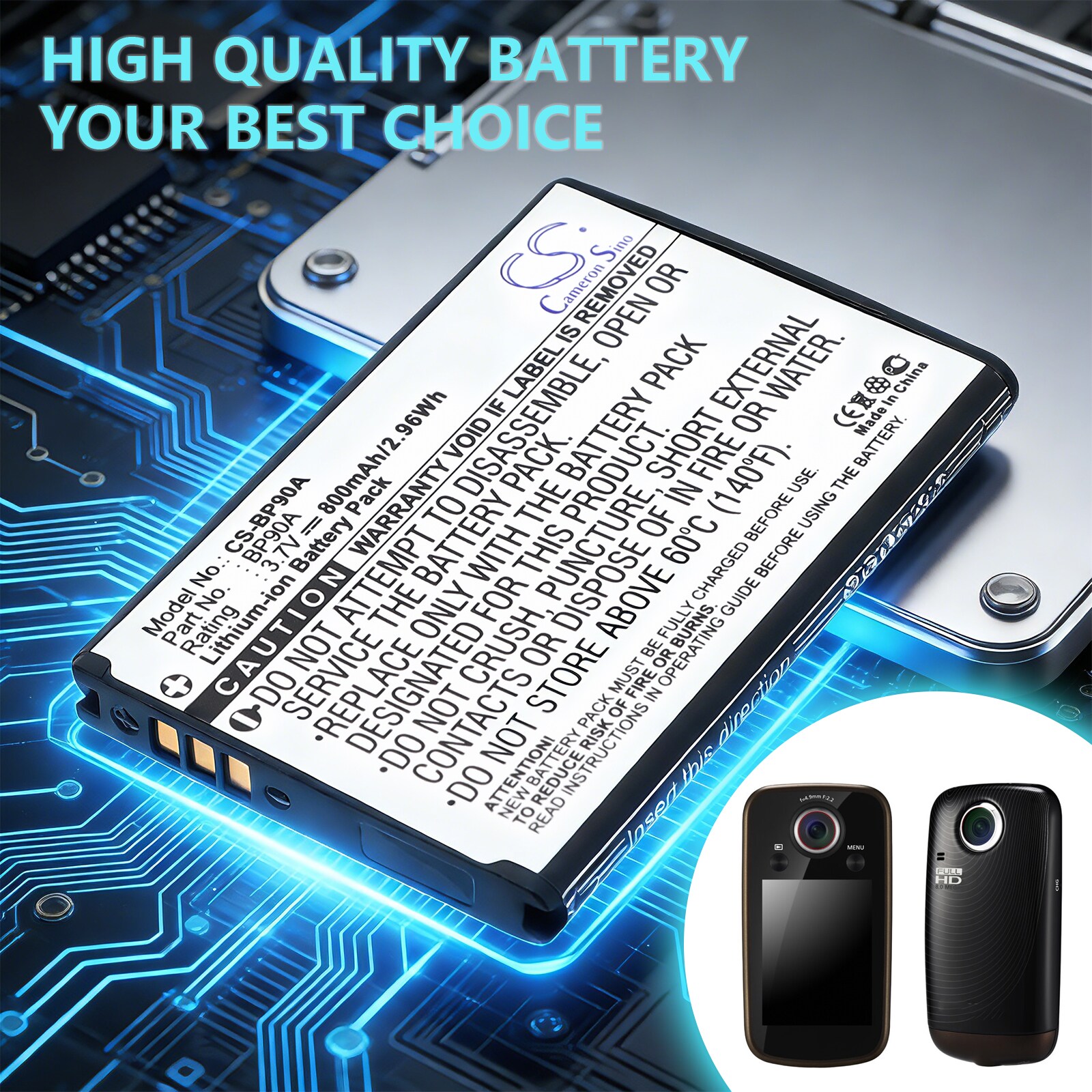 Batteri till Kamera för Samsung HMX-E10WP, HMX-E10BP, HMX-E100P m.fl., bild 3
