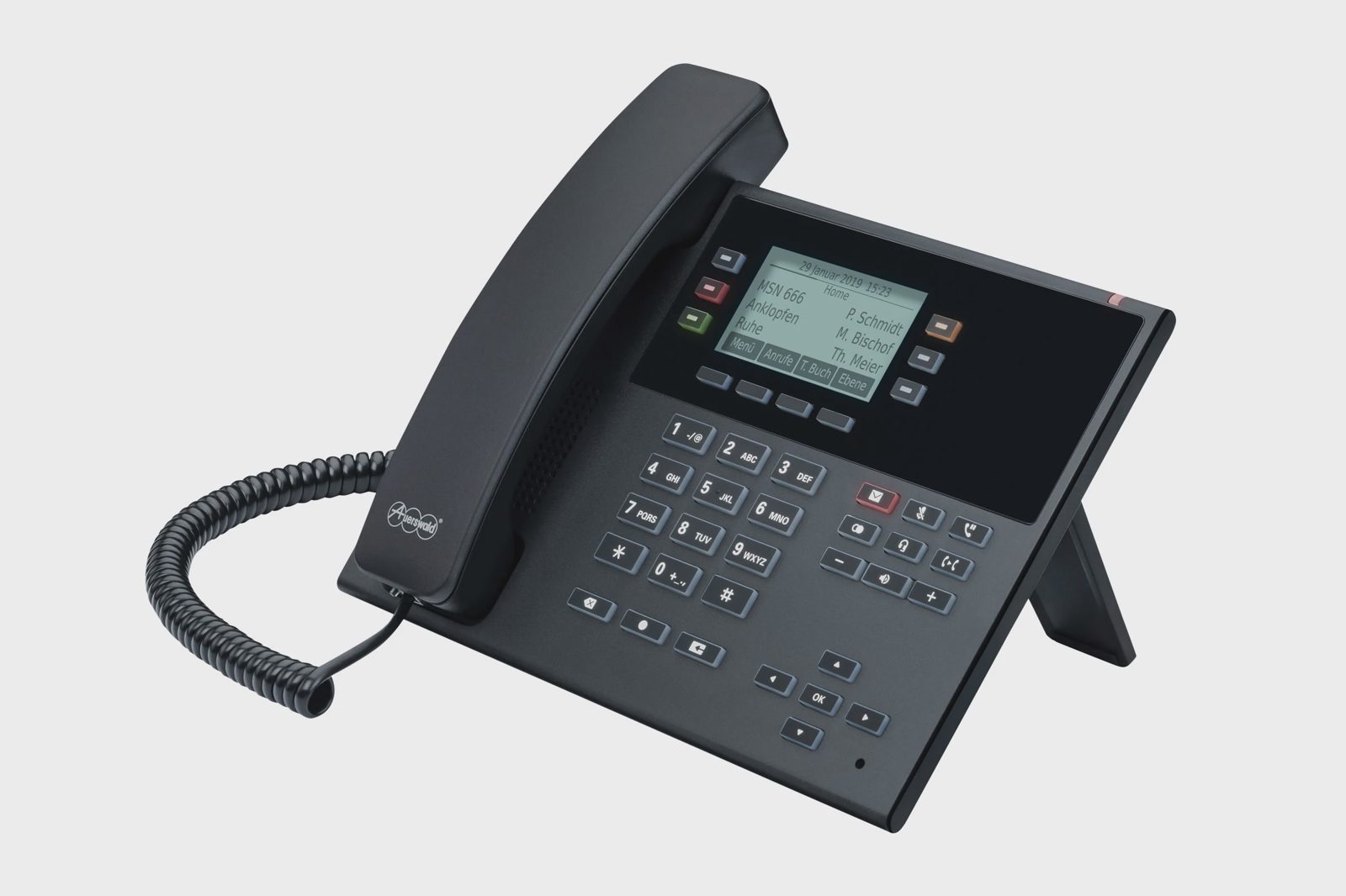 Auerswald COMfortel D-210 - VoIP-telefon med nummerpresentation - 3-riktad samtalsförmåg - SIP, RTP, SRTP, SIPS, RTCP - svart