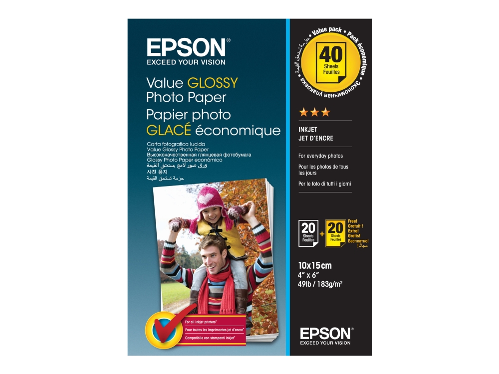 Epson Value Glossy Photo Paper, 10x15 cm, 183g/m2, 2x20 ark