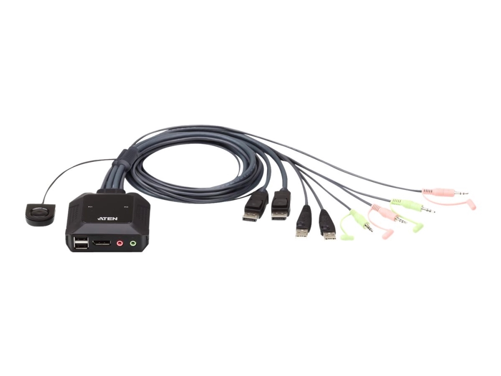 ATEN CS22DP - Omkopplare för tangentbord/video/mus/ljud/USB - 2 x KVM/ljud/USB - 1 lokal användare - skrivbordsmodell