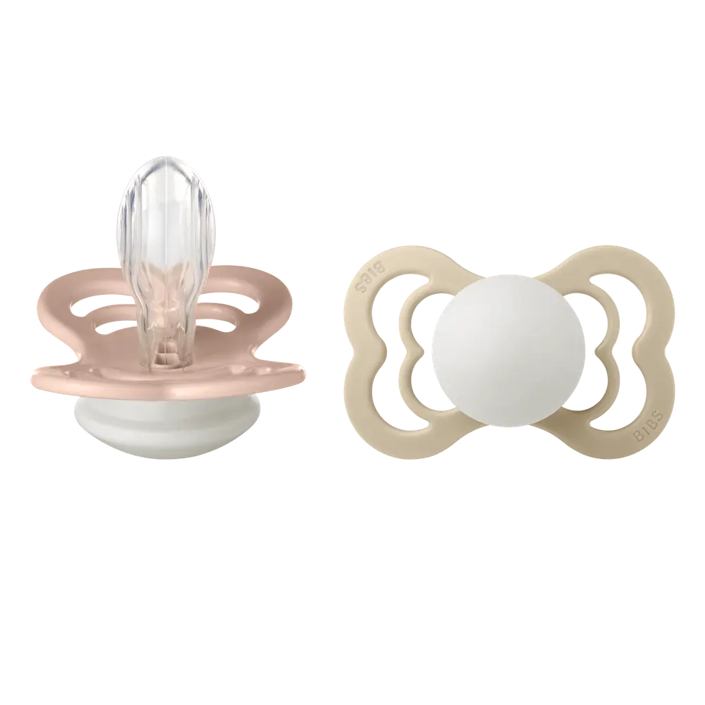 BIBS Pacifier Supreme 2 PACK Silicone Size 2 Blush GLOW/Vanilla GLOW, bild 3