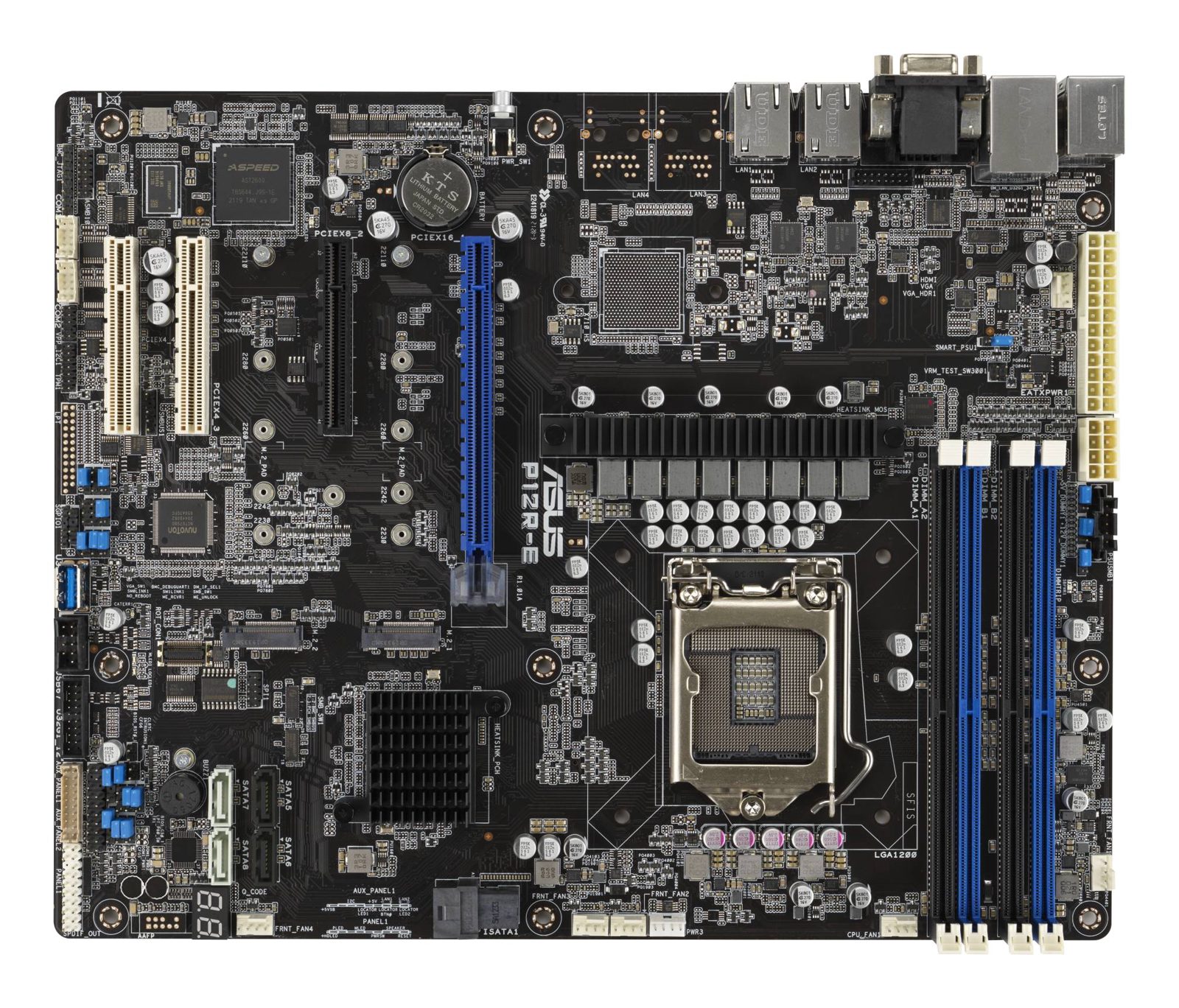 Asus P12R-E, Intel LGA1200, C256, 4xPCI Express, ATX, 4xDDR4, 2xM.2 + SATA3 RAID, VGA/HDMI, 2xGigaLAN, bild 3