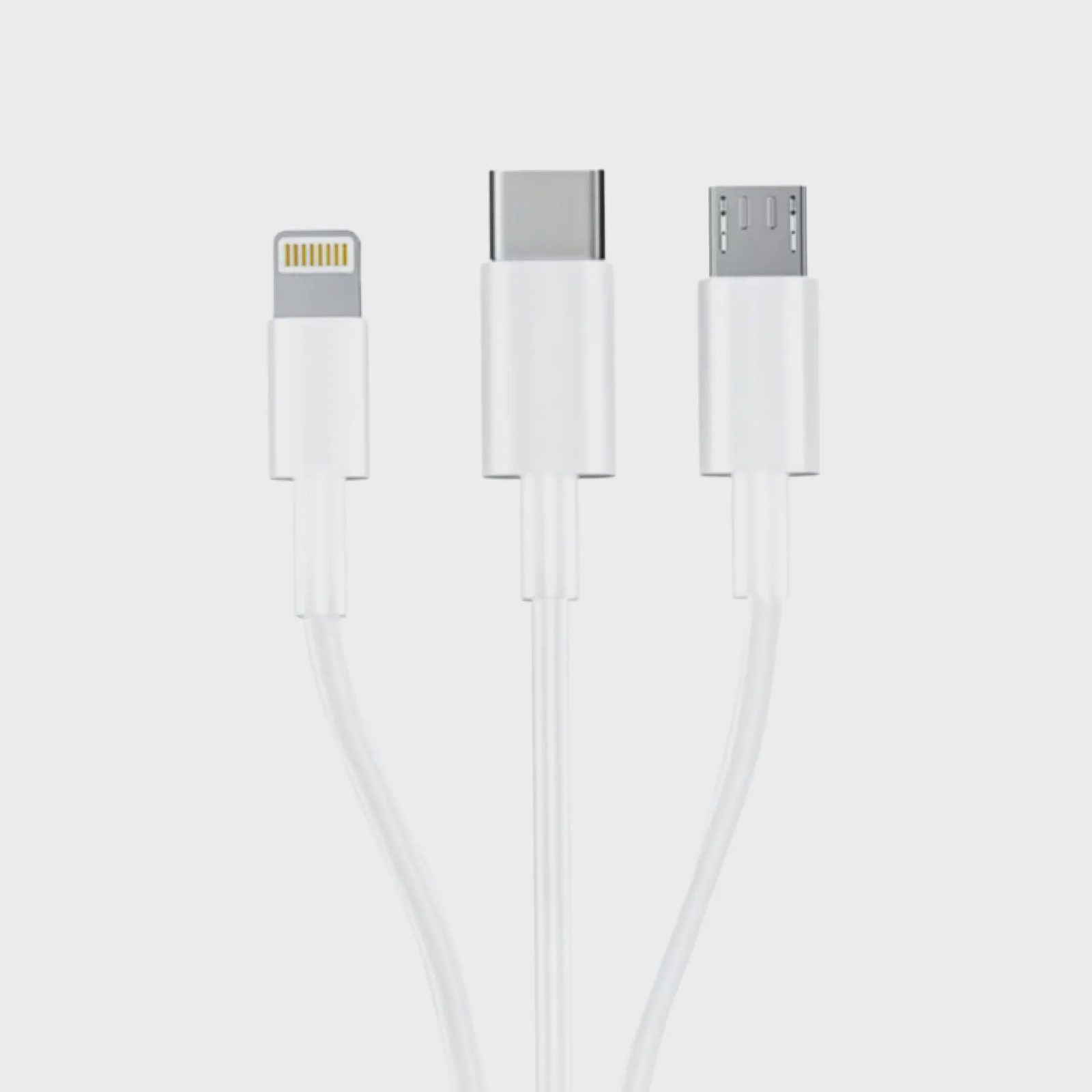 3mk-kabel 3-i-1 USB-A – micro-USB / Lightning / USB-C 1,2 m 20 V/2,4 A 15 W – vit, bild 4