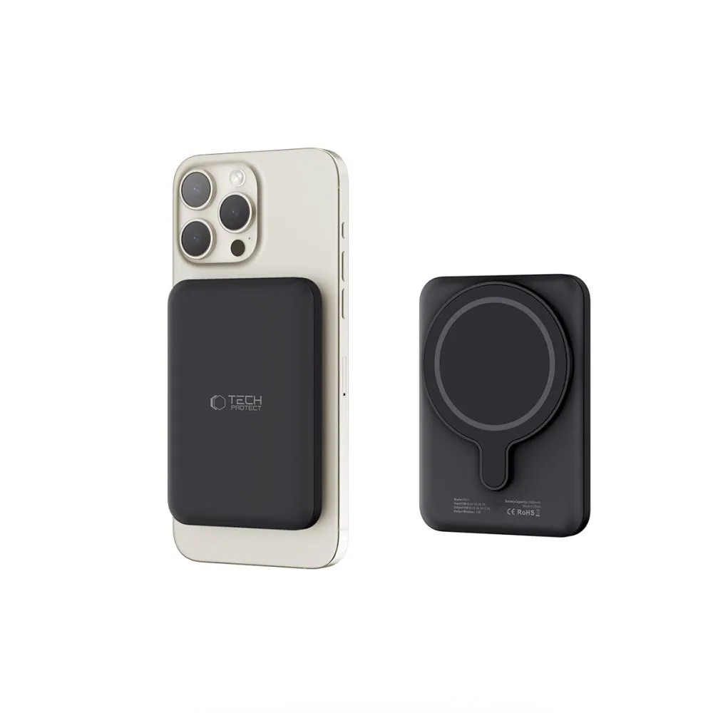 Tech-Protect LifeMag PB10 Powerbank med MagSafe 5000mAh 15W USB-C-port - svart + USB-C-kabel, bild 5
