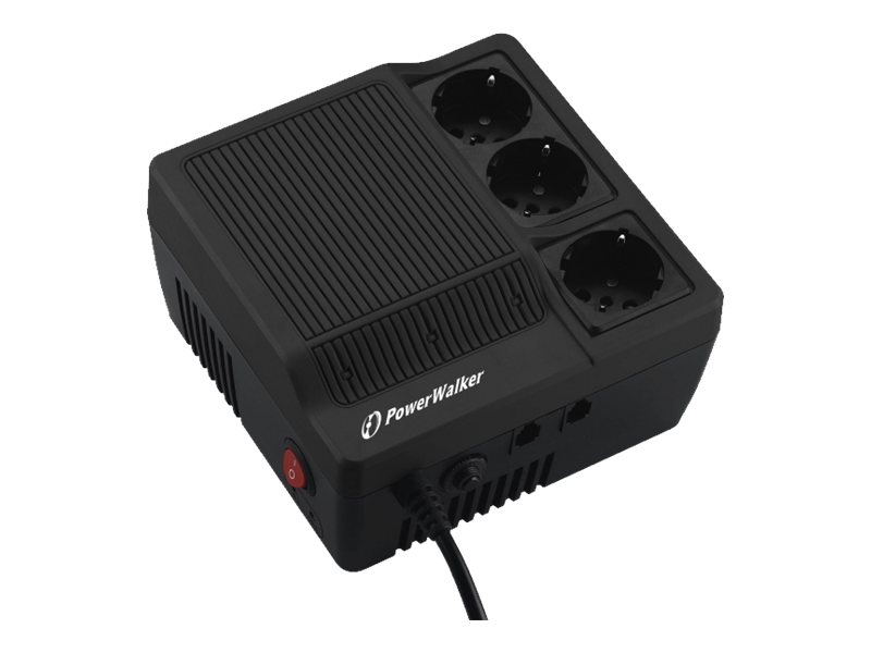 PowerWalker AVR 1000 - Automatisk spänningsregulator - AC 220/230/240 V - 600 Watt - 1000 VA - utgångskontakter: 3 - svart
