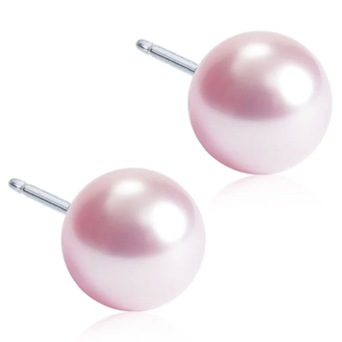 Blomdahl Natural Titanium Light Rose Pearl 8 mm
