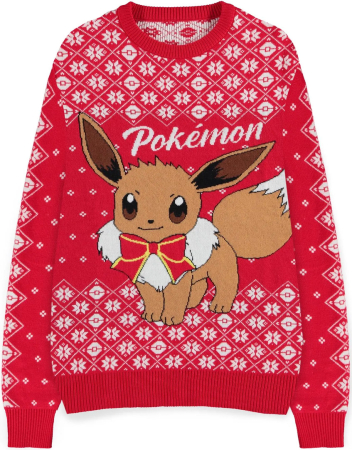 Pokemon Eevee Happy Holiday Stickad X-Mas Jultröja Röd (Medium)