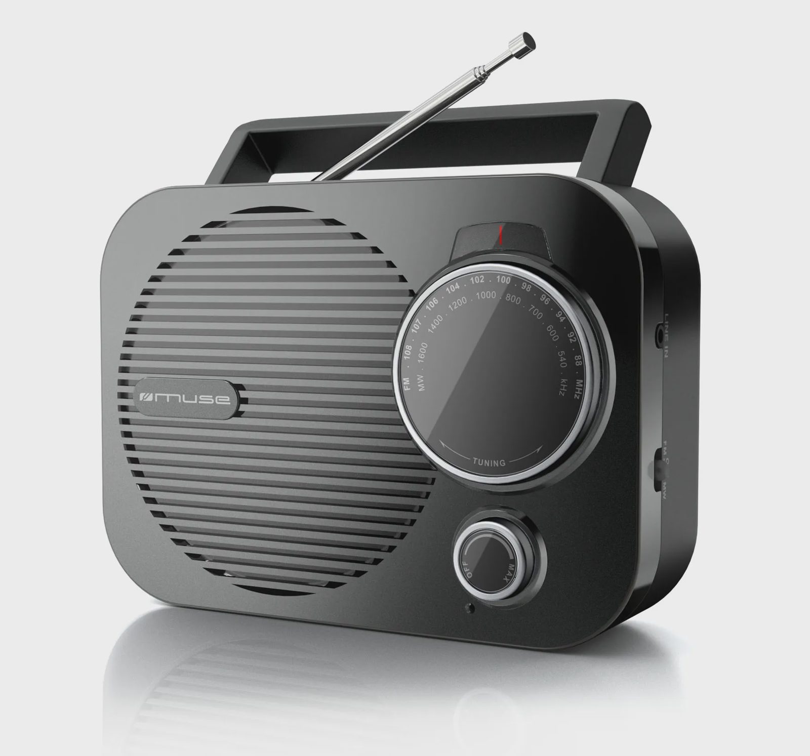 Muse M-050 R, Personal, Analog, FM, MW, Svart, Alkalisk, C
