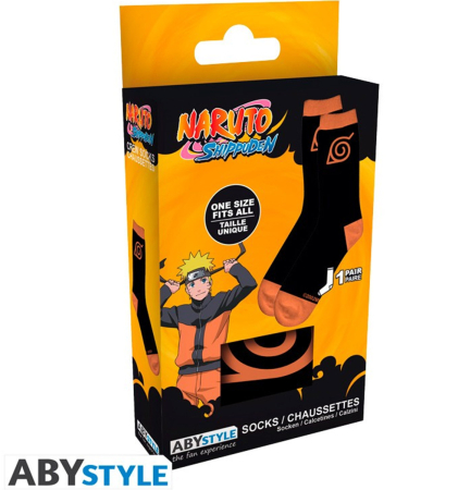 Naruto Shippuden Socks Black & Orange Konoha