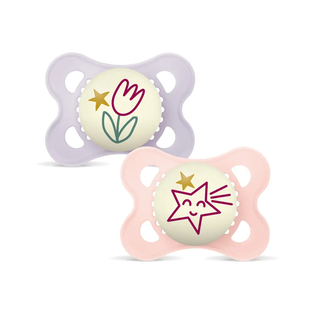 MAM Original Night 0-6m Silk Teat Pink 2pcs, bild 3