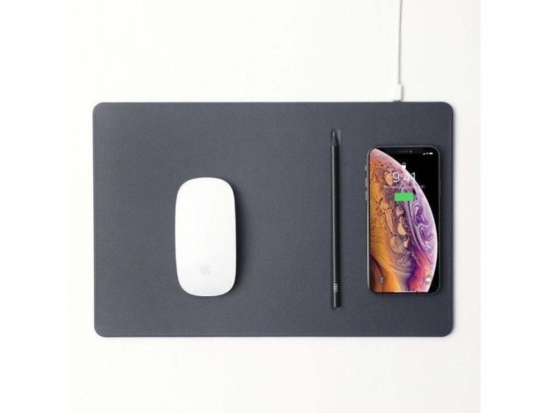 POUT Mouse pad with high-speed wireless charging HANDS 3 PRO dust gray, Grå, Monokromatiskt, ABS synthetics, Polyuretan, USB-ström, Halksäkert underlag