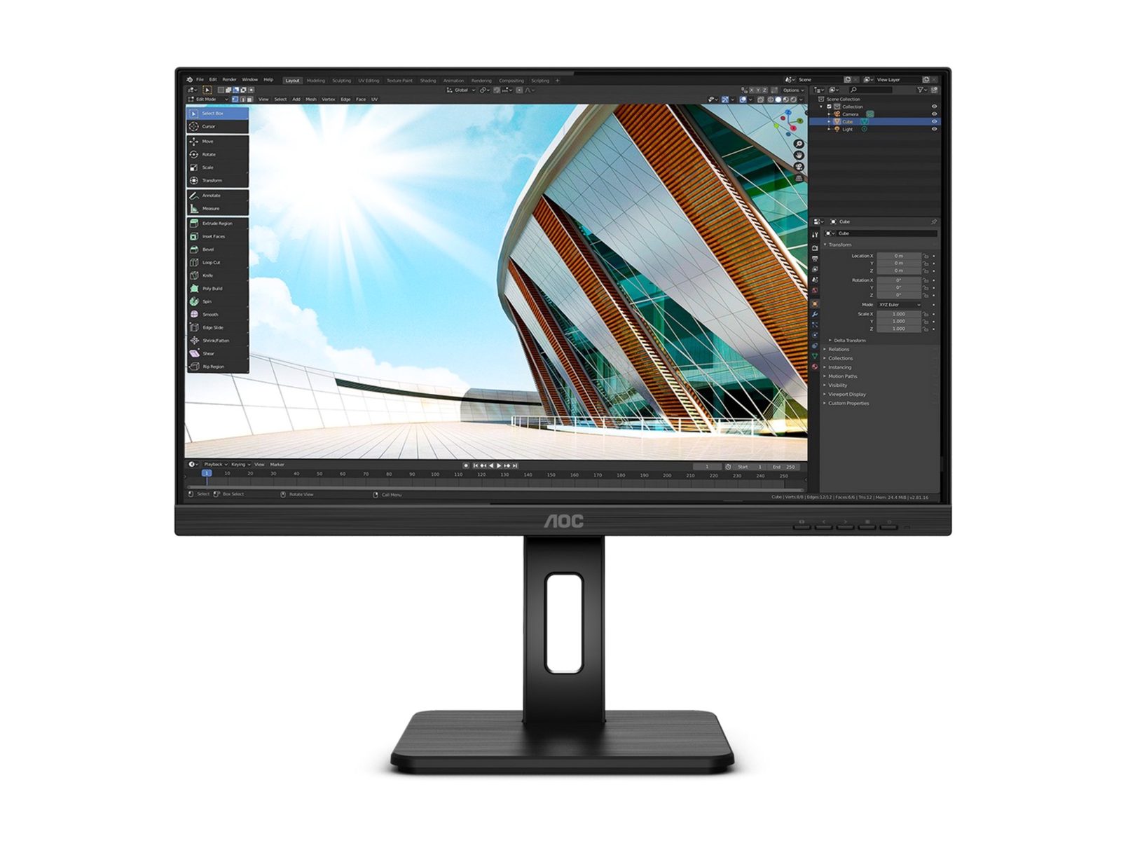 24" AOC Q24P2Q, IPS 2560x1440, 4 ms, 75Hz, höjdjusterbar, pivot, VGA/HDMI/DP, högtalare, USB-hubb, bild 3