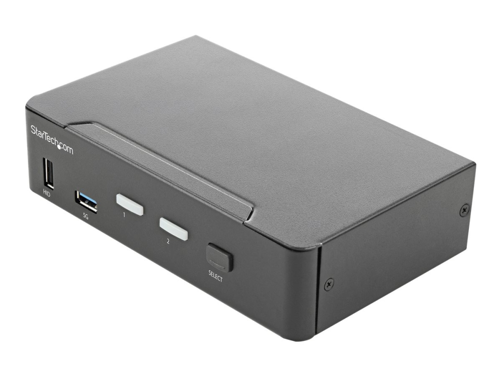 StarTech.com 2-ports HDMI KVM-switch - En skärm 4K 60 Hz Ultra HD HDR - Desktop HDMI 2.0 KVM-switch med 2 portar USB 3.0-hubb (5 Gbit/s) och 4x USB 2.0 HID, ljud - Snabbtangenter för omkoppling - TAA - Omkopplare för tangentbord/video/mus/ljud - 2 x KVM/ljud - 1 lokal användare - skrivbordsmodell, rackmonterbar - TAA-kompatibel