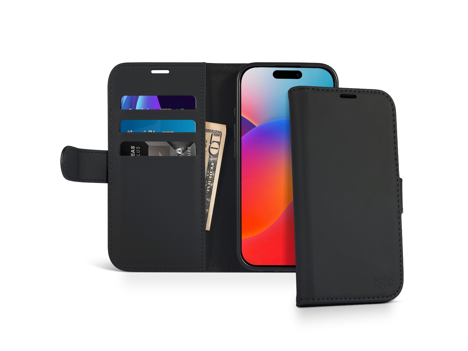 iiglo iPhone 16 Plus Plånboksfodral (svart)