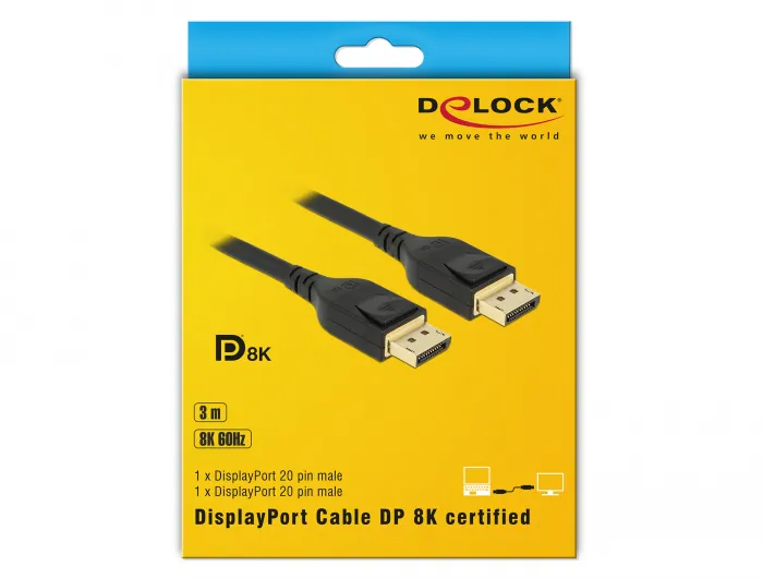 Delock DisplayPort-kabel 8K @ 60Hz, 3m, bild 5