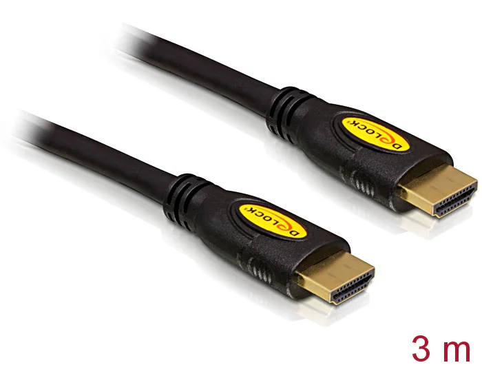 Delock HDMI-kabel med hög hastighet och Ethernet 4K, 3 m