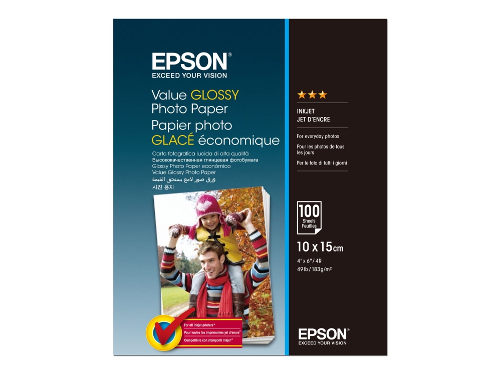 Epson Value Glossy Photo Paper, 10x15 cm, 183g/m2, 100 ark