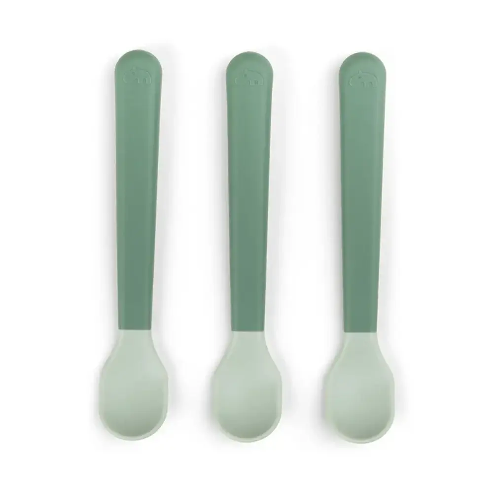 Done by Deer - Foodie Easy-Grip Baby Spoon 3-Pack - Green - 14 x 2,5 x 1 cm