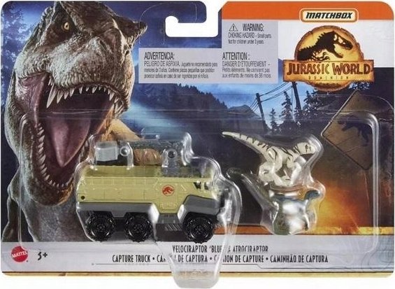 Matchbox Jurassic World transportfordon med Velociraptor