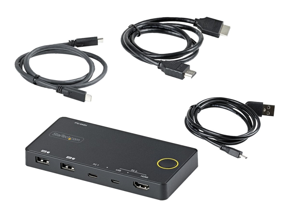 Systemswitch Startech.com SV221HUC4K, 2-vägs KVM, HDMI 2.0 4K@60Hz, hybrid USB-A/USB-C