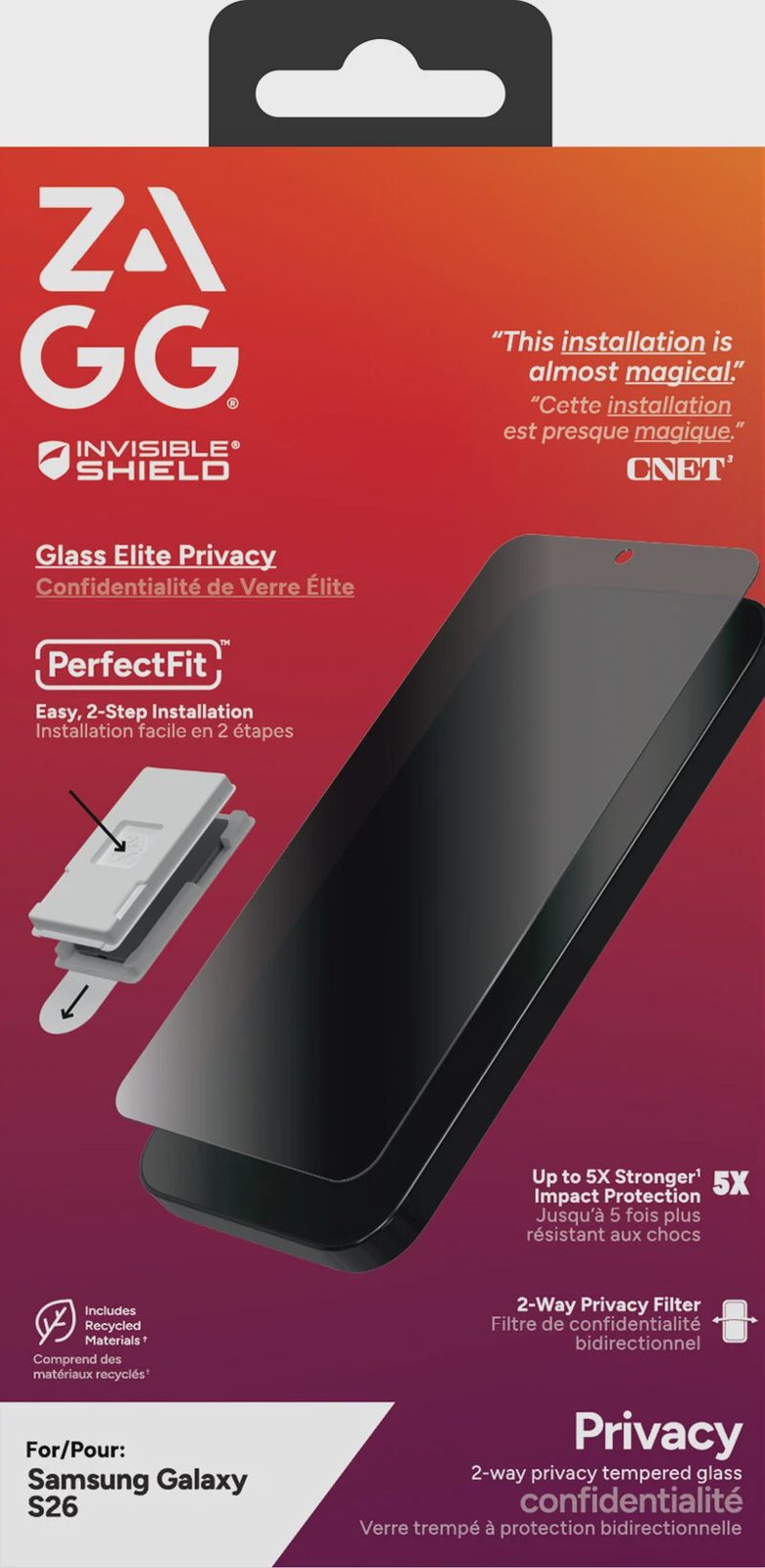InvisibleShield Glass Elite Privacy Samsung Galaxy S26, bild 3