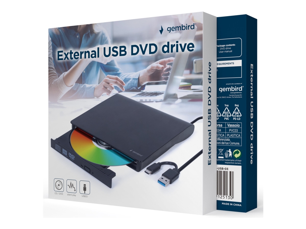 Gembird USB-C extern DVD-enhet (svart)