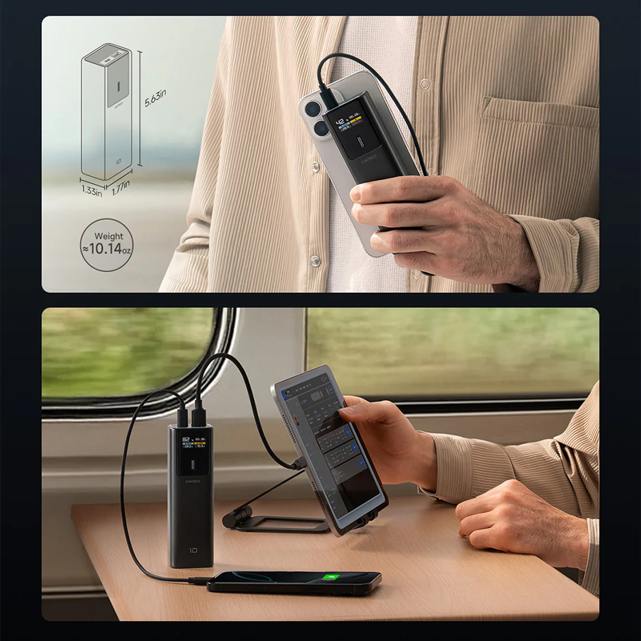 Powerbank Cuktech CKPB100PGLBL 150W 10000mAh USB-C USB-A - svart, bild 5