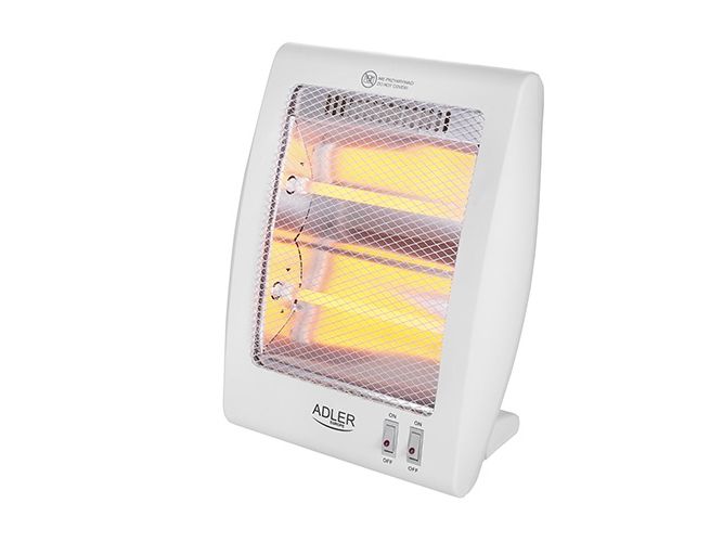 Adler AD 7709, Quartz electric space heater, Kvartsglas, inomhus, Golv, Vit, Energiljus