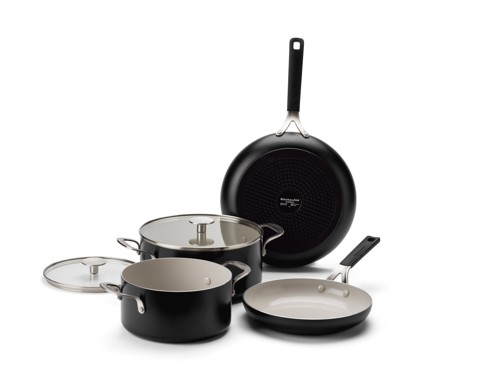 KitchenAid - Coloured Aluminum 6pcs Set: Frypan 24/28cm + Casserole with Lid 20/24cm - Matte Black, bild 2